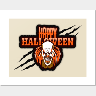 Happy Halloween Evil Clown Posters and Art